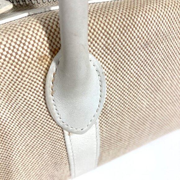 HERMES Porochon Mademoiselle Hand Bag Toile H / Leather Beige/White - Picture 4 of 12